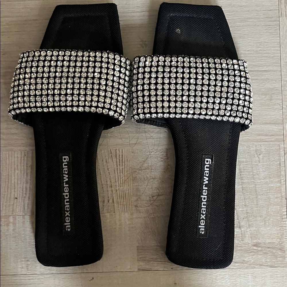 Alexander Wang Black Sandals with Crystal Accents